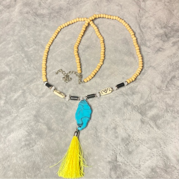 Unique Beaded Tassel Necklace - Picture 3 of 4